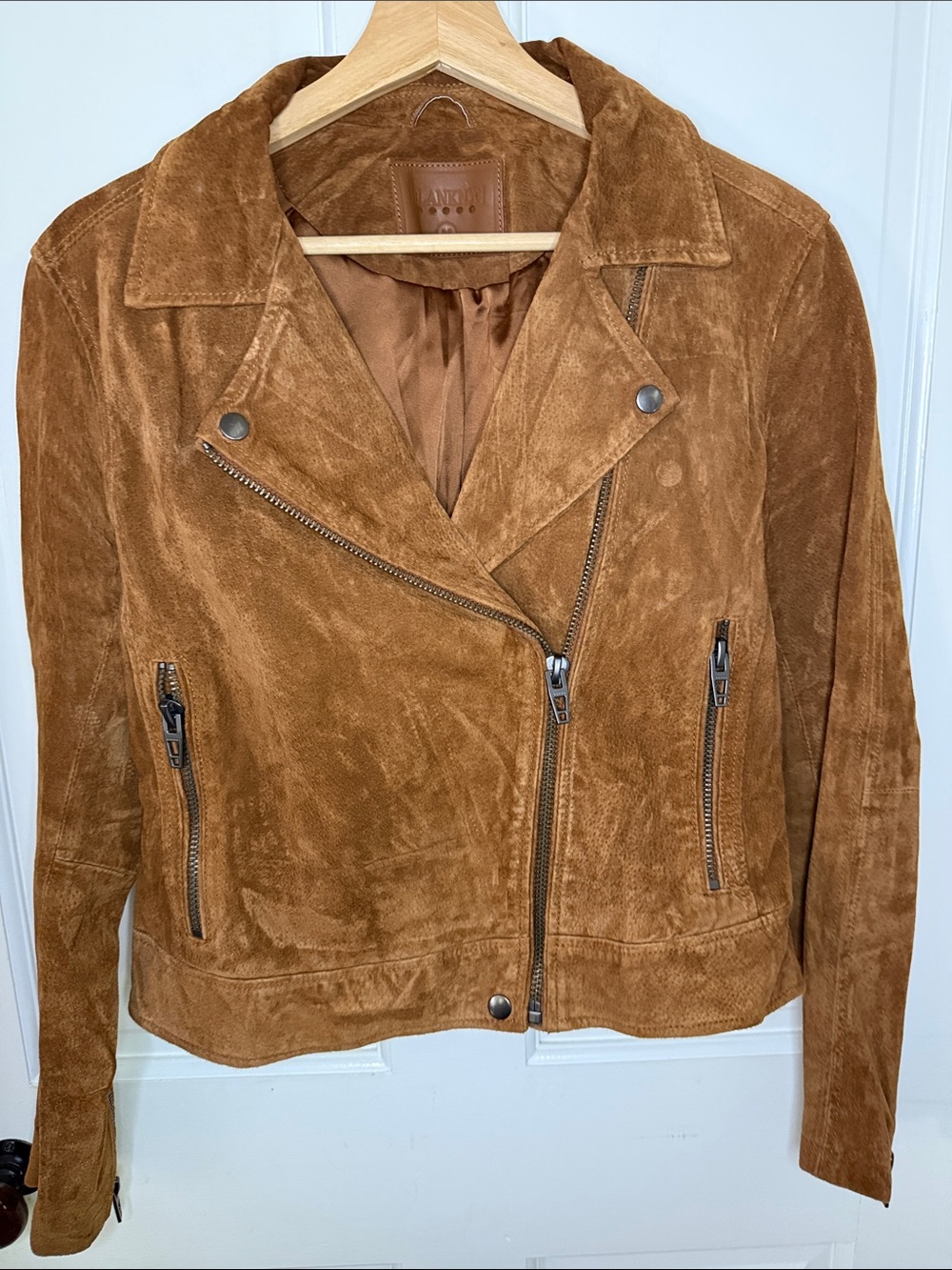 Blank NYC Cognac Suede Moto Jacket